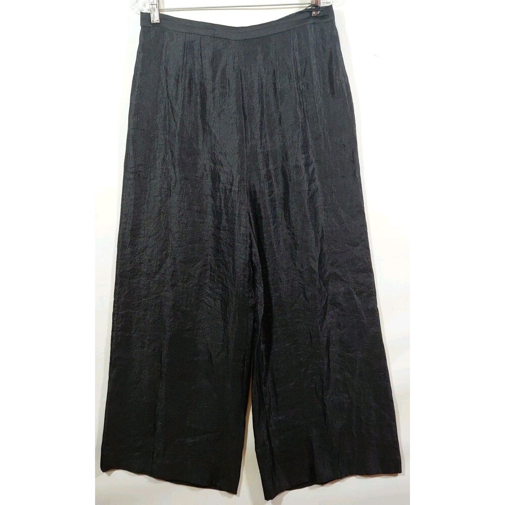 Adrianna Papell Evening Essentials Black Shimmery Wide Leg Formal Pants Sz 14